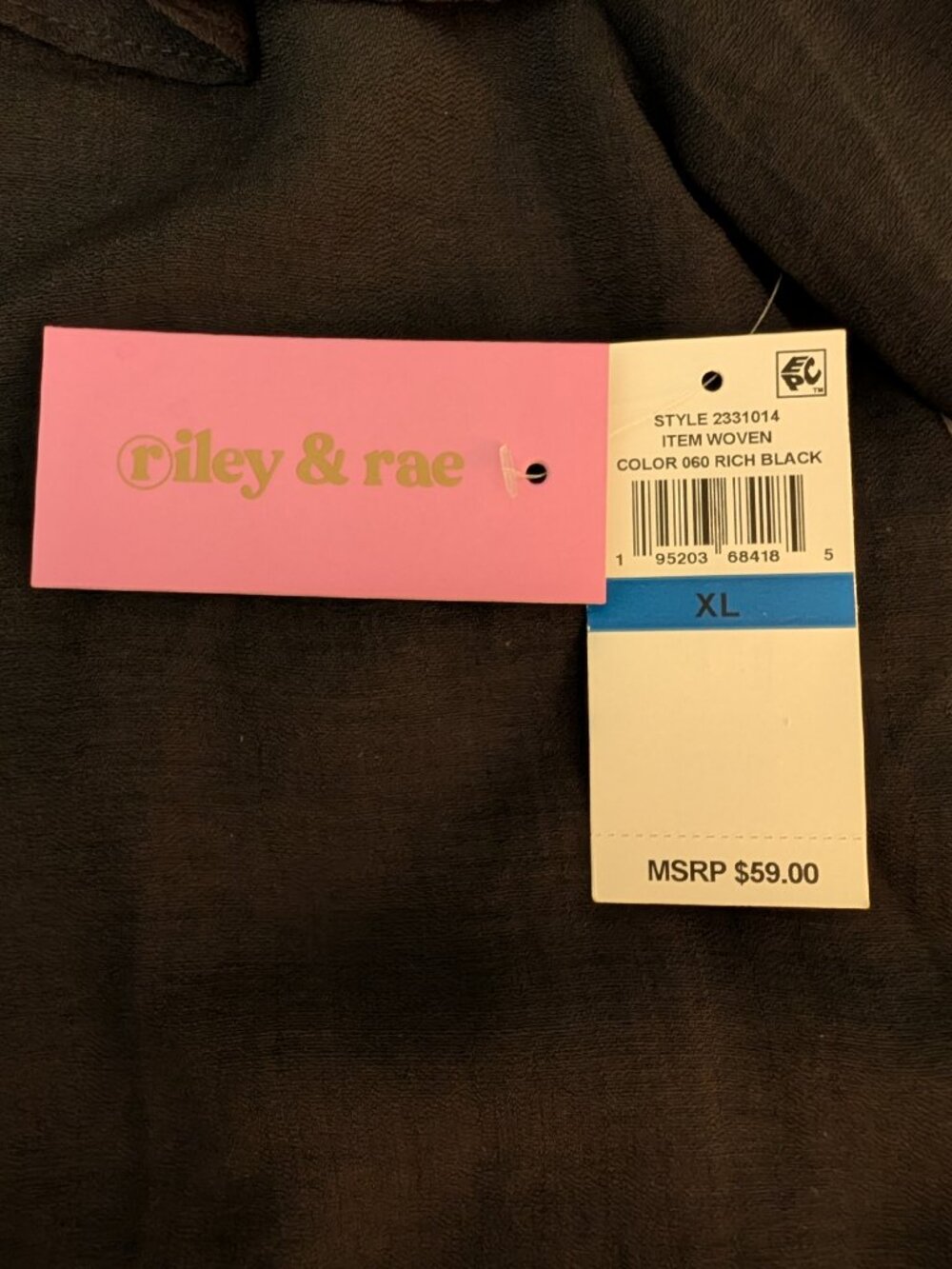 Riley & Rae Ruffled Scoop Neck Top with 3/4 Length Sleeves - Black - XL (NWT) - Picture 5 of 6